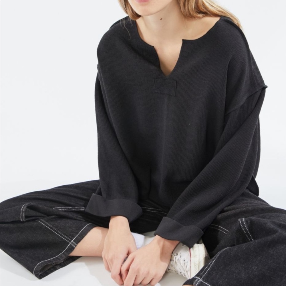 UO Jax Inside Out Notched Neck Top